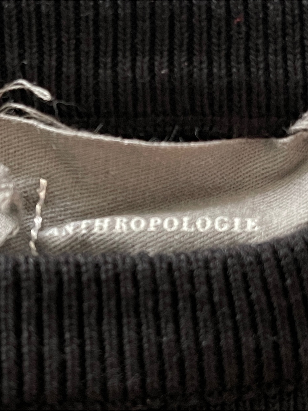 Anthropologie Black Knit Top with White Puff Sleeves - Picture 2 of 4